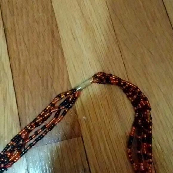 Orange & Black Beaded Necklace &  Earring Set - Picture 3 of 4